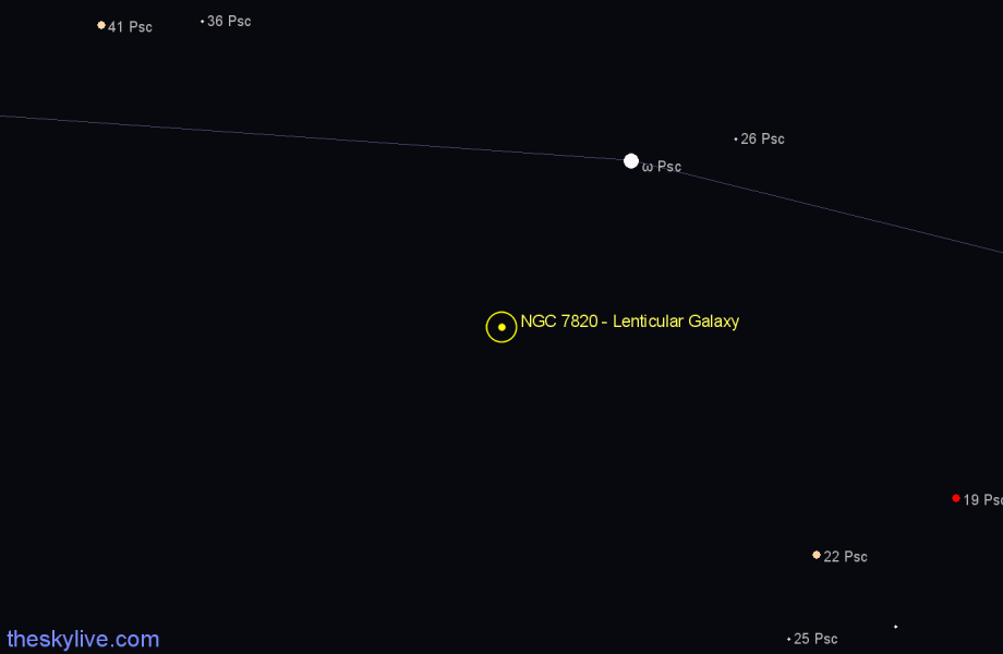 Finder chart NGC 7820 - Lenticular Galaxy in Pisces star