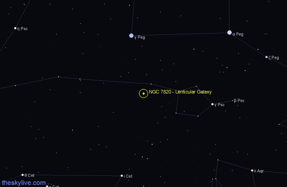 Finder chart NGC 7820 - Lenticular Galaxy in Pisces star