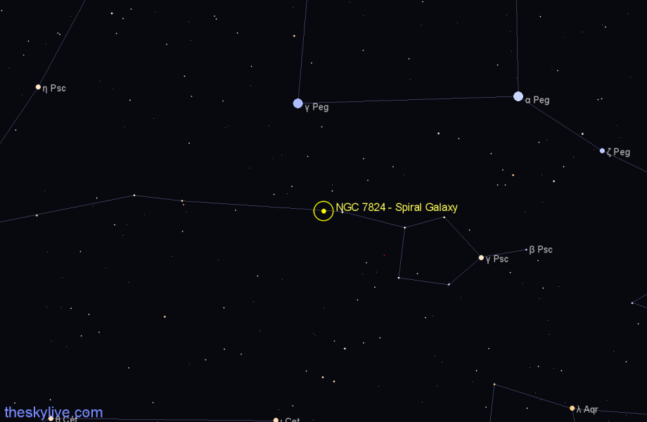 Finder chart NGC 7824 - Spiral Galaxy in Pisces star