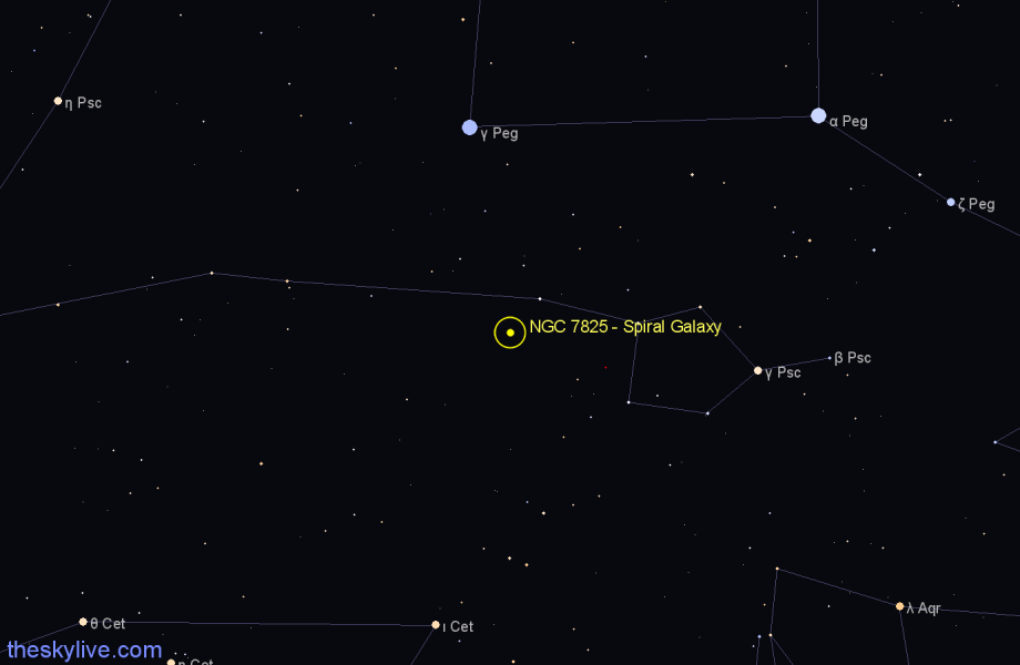 Finder chart NGC 7825 - Spiral Galaxy in Pisces star