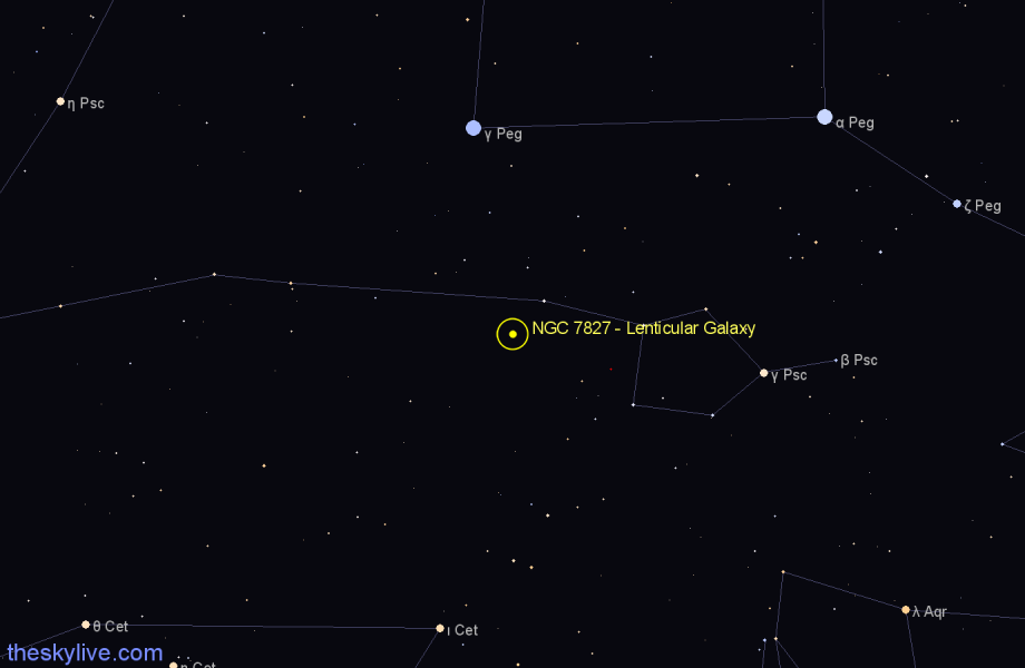 Finder chart NGC 7827 - Lenticular Galaxy in Pisces star