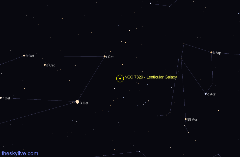 Finder chart NGC 7829 - Lenticular Galaxy in Cetus star