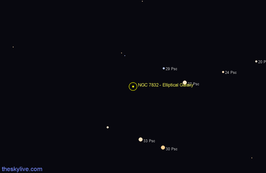 Finder chart NGC 7832 - Elliptical Galaxy in Pisces star