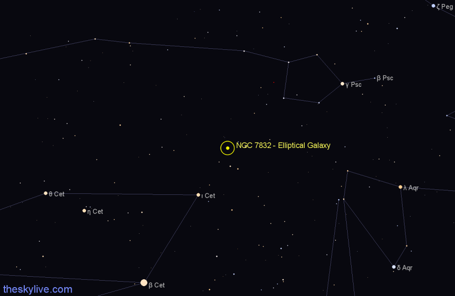 Finder chart NGC 7832 - Elliptical Galaxy in Pisces star