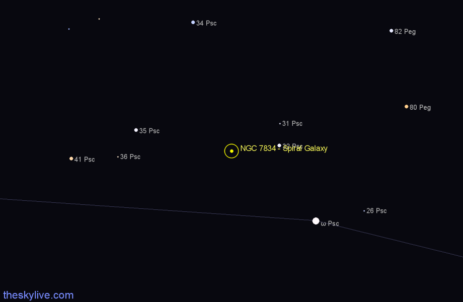 Finder chart NGC 7834 - Spiral Galaxy in Pisces star