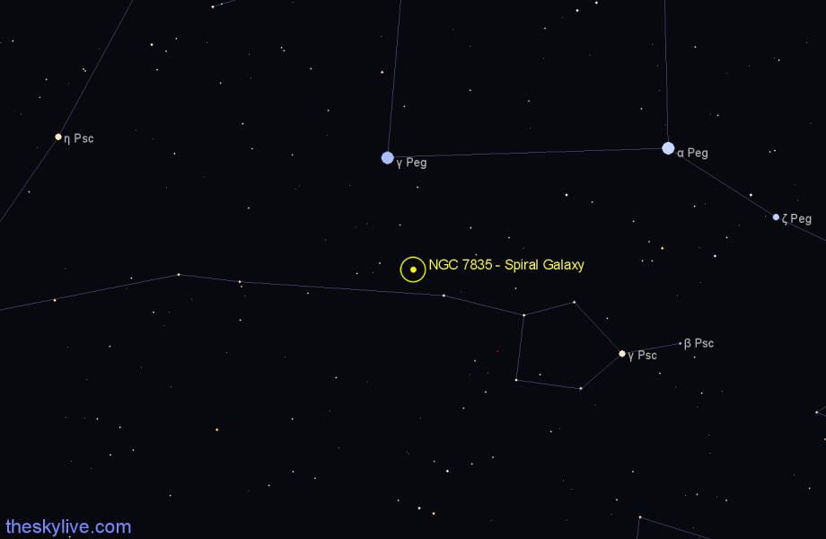 Finder chart NGC 7835 - Spiral Galaxy in Pisces star