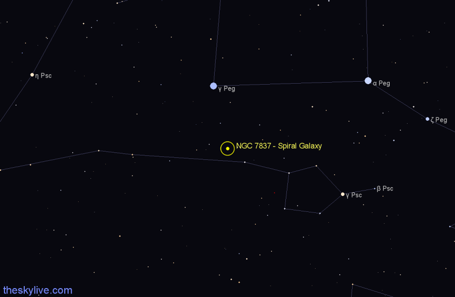 Finder chart NGC 7837 - Spiral Galaxy in Pisces star