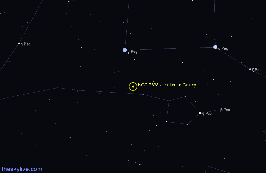 Finder chart NGC 7838 - Lenticular Galaxy in Pisces star