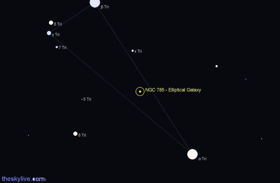 Finder chart NGC 785 - Elliptical Galaxy in Triangulum star