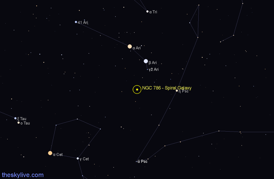 Finder chart NGC 786 - Spiral Galaxy in Aries star