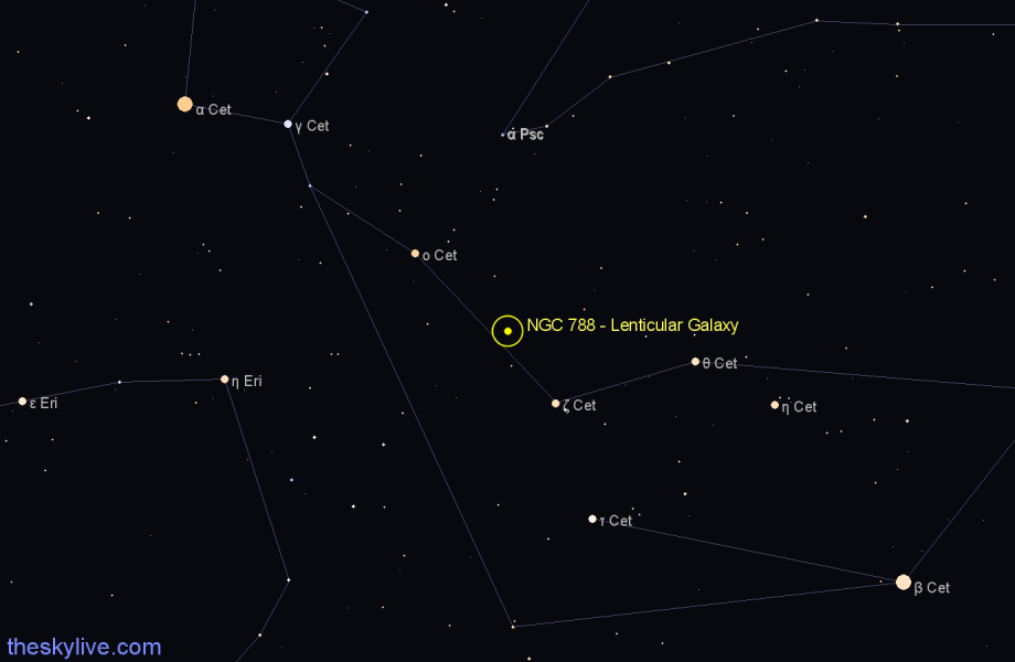 Finder chart NGC 788 - Lenticular Galaxy in Cetus star