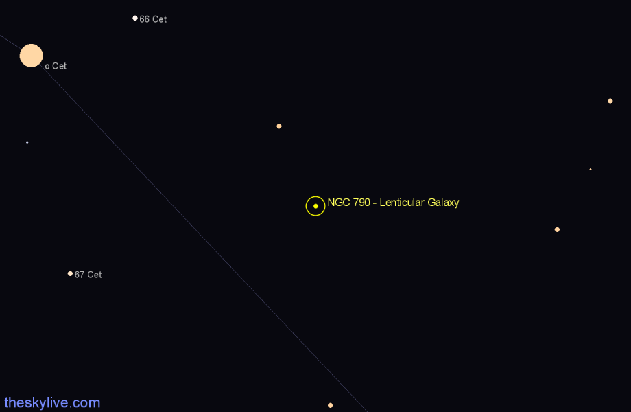 Finder chart NGC 790 - Lenticular Galaxy in Cetus star