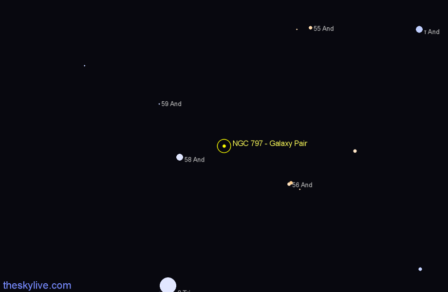 Finder chart NGC 797 - Galaxy Pair in Andromeda star