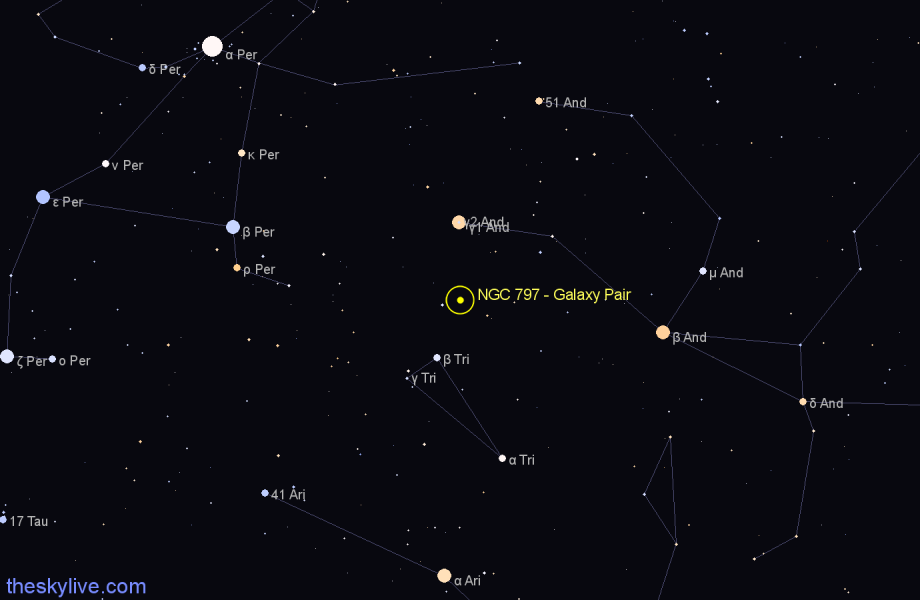 Finder chart NGC 797 - Galaxy Pair in Andromeda star