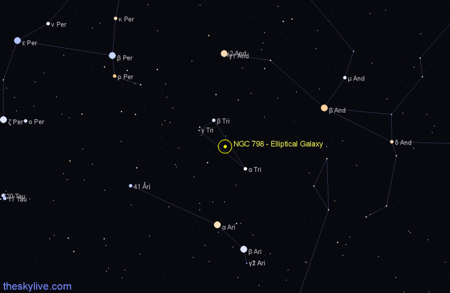 Finder chart NGC 798 - Elliptical Galaxy in Triangulum star