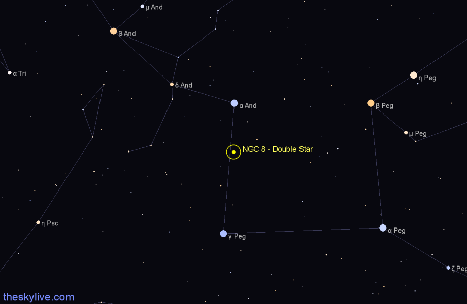 Finder chart NGC 8 - Double Star in Pegasus star