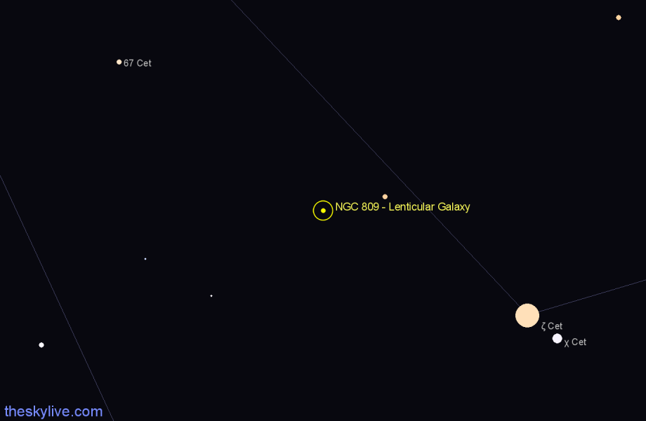 Finder chart NGC 809 - Lenticular Galaxy in Cetus star