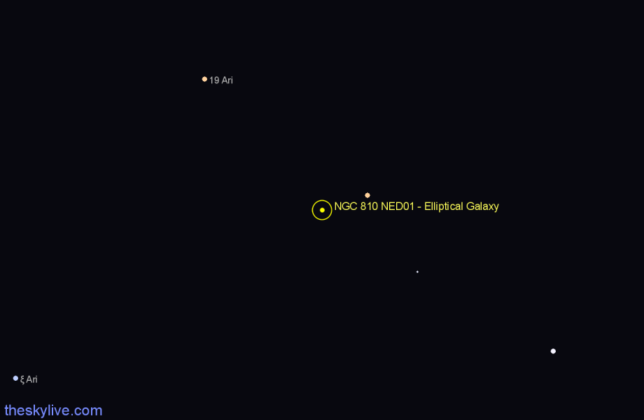 Finder chart NGC 810 NED01 - Elliptical Galaxy in Aries star