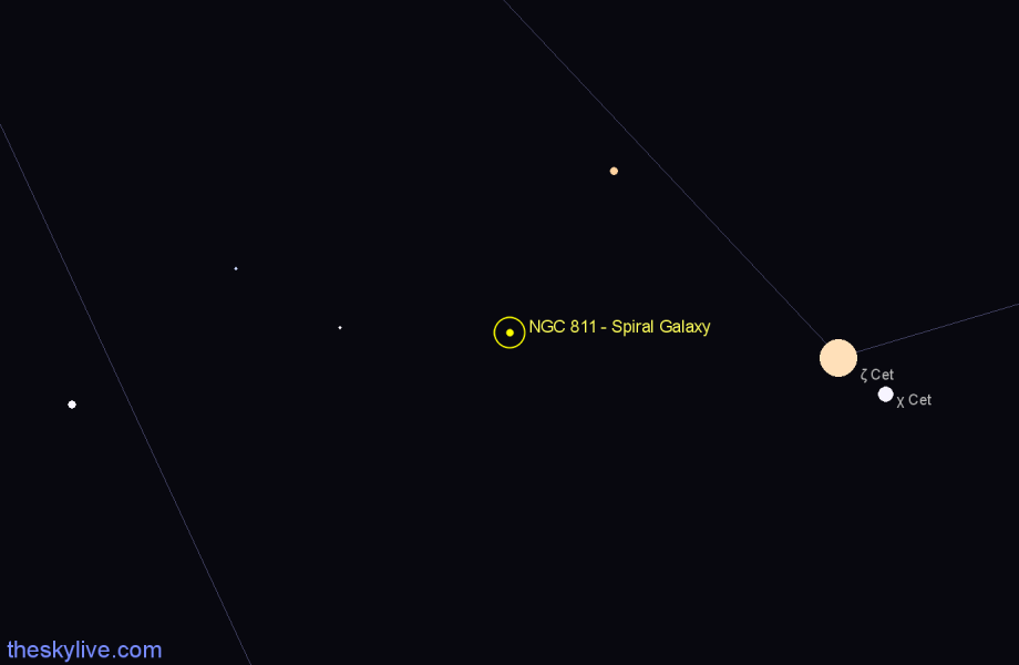 Finder chart NGC 811 - Spiral Galaxy in Cetus star