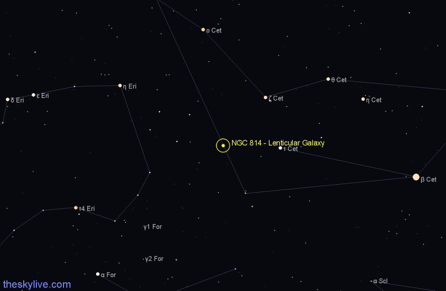 Finder chart NGC 814 - Lenticular Galaxy in Cetus star