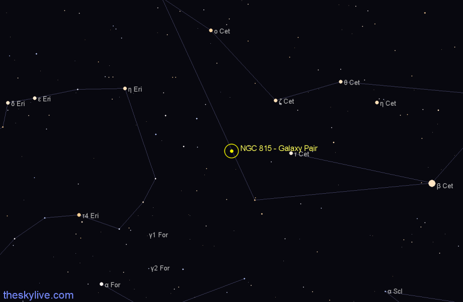 Finder chart NGC 815 - Galaxy Pair in Cetus star