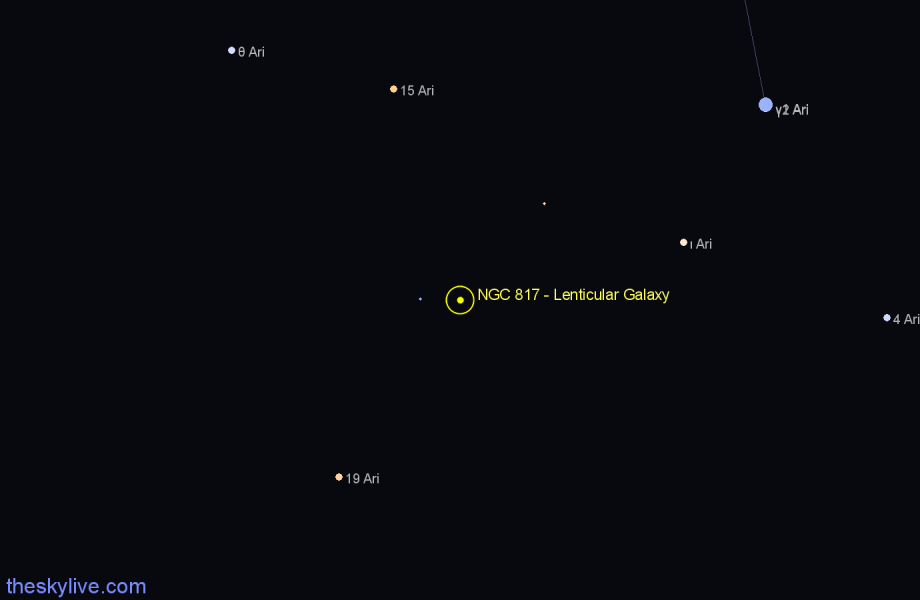 Finder chart NGC 817 - Lenticular Galaxy in Aries star