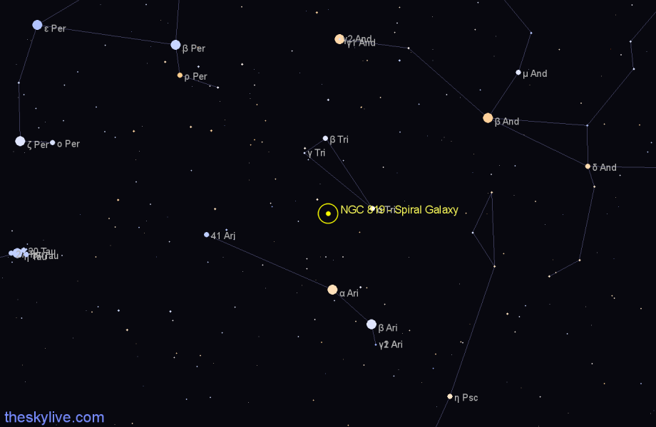 Finder chart NGC 819 - Spiral Galaxy in Triangulum star