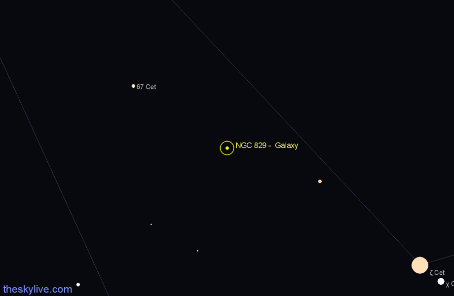 Finder chart NGC 829 - Galaxy in Cetus star
