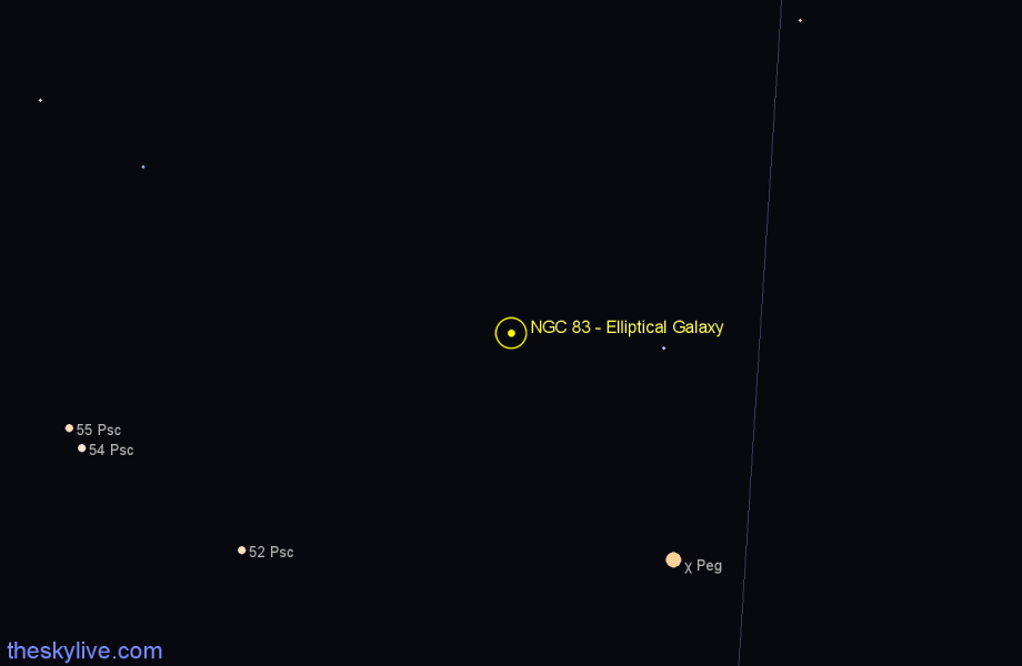 Finder chart NGC 83 - Elliptical Galaxy in Andromeda star