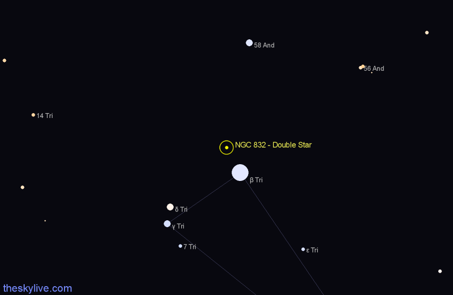 Finder chart NGC 832 - Double Star in Triangulum star