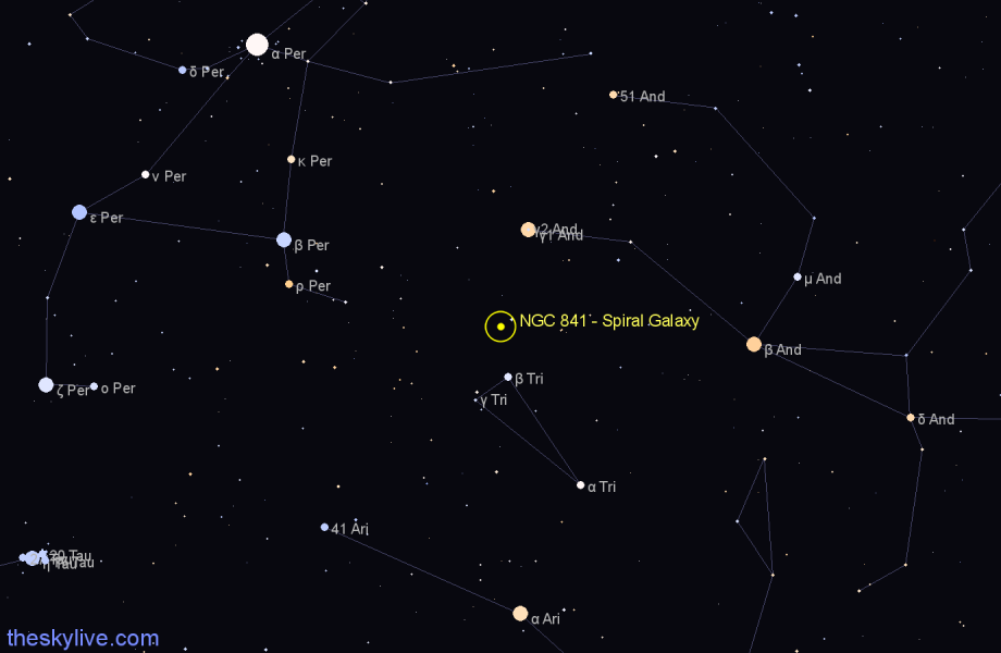Finder chart NGC 841 - Spiral Galaxy in Andromeda star