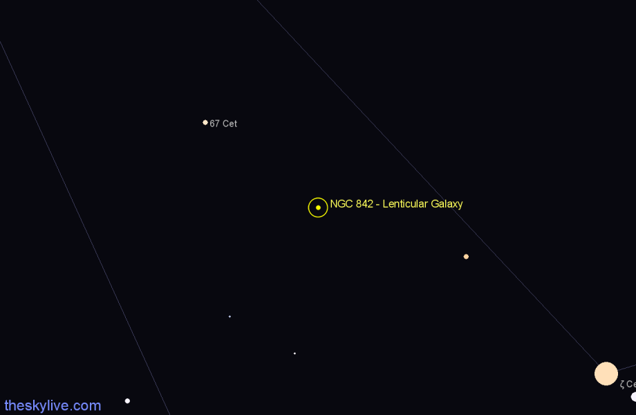 Finder chart NGC 842 - Lenticular Galaxy in Cetus star