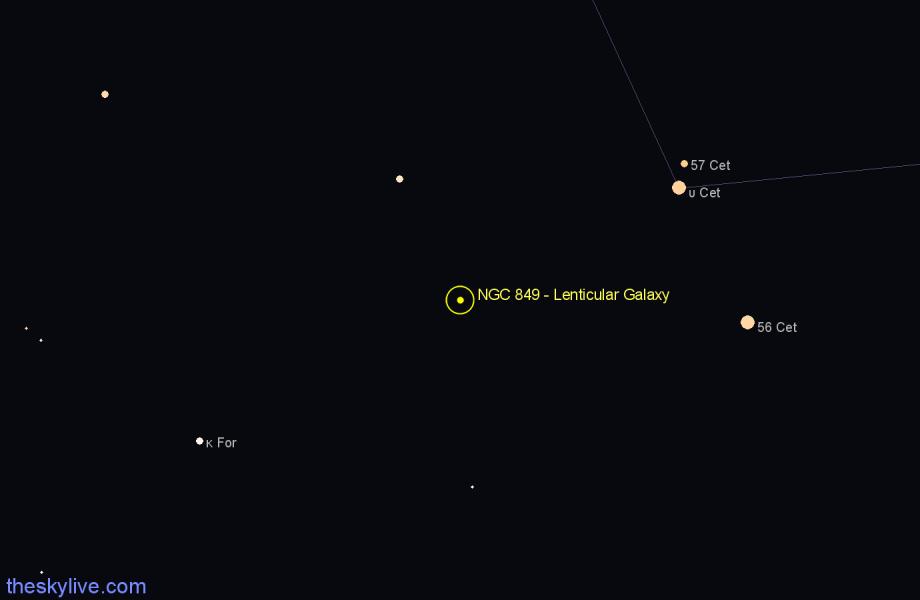 Finder chart NGC 849 - Lenticular Galaxy in Cetus star