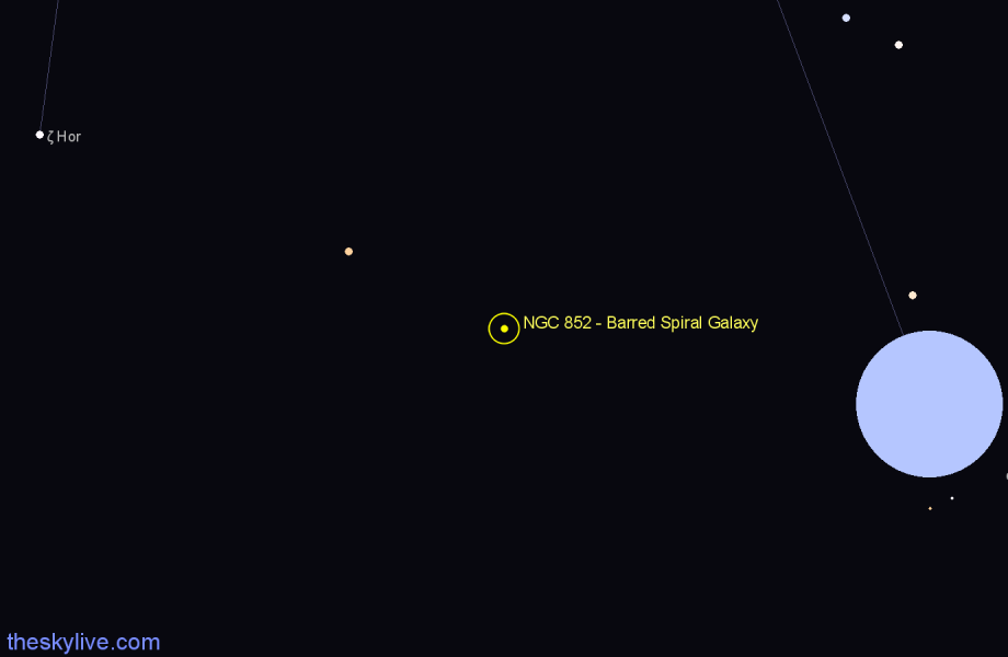 Finder chart NGC 852 - Barred Spiral Galaxy in Eridanus star