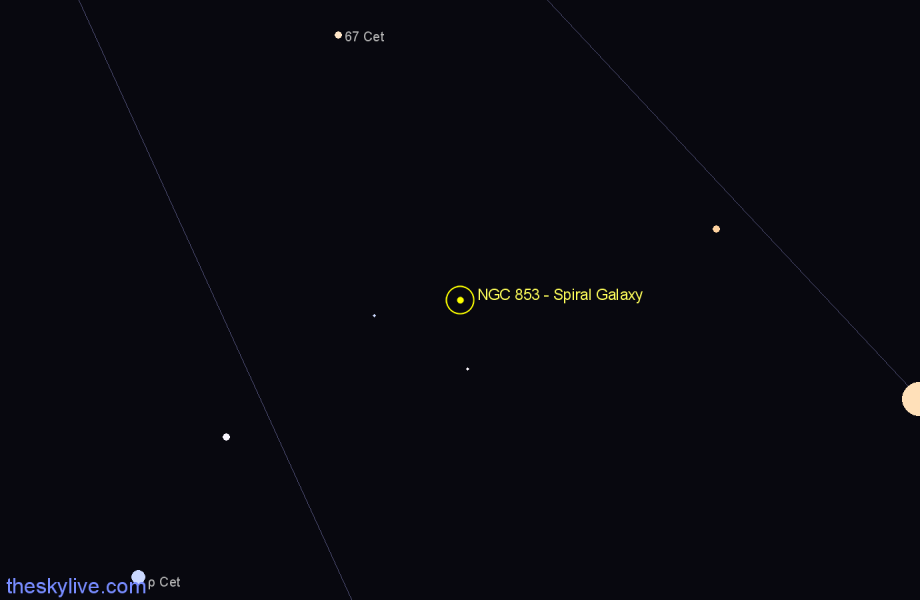 Finder chart NGC 853 - Spiral Galaxy in Cetus star