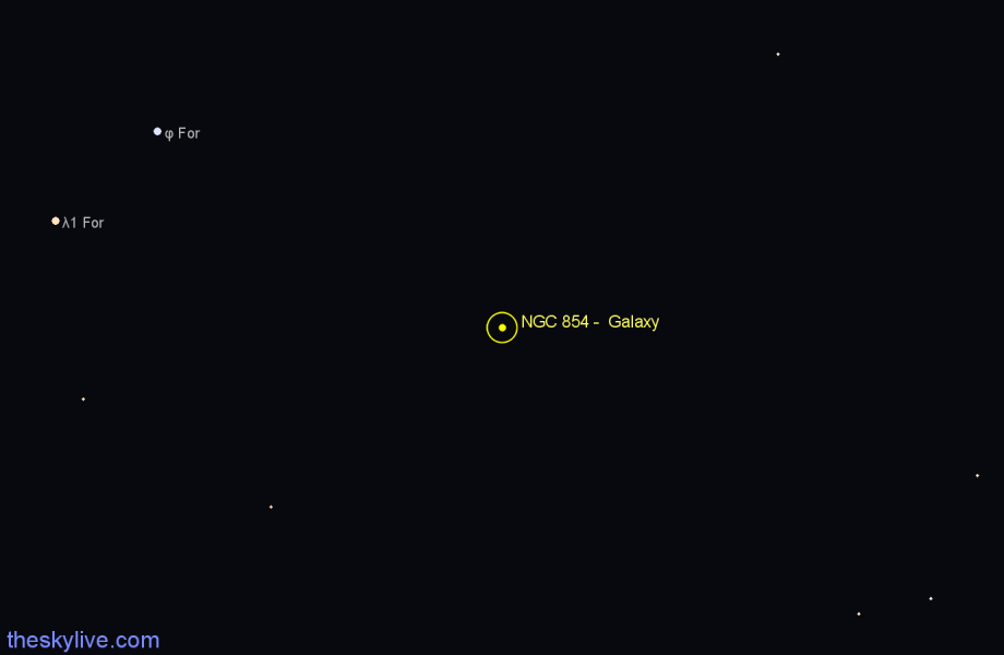 Finder chart NGC 854 - Galaxy in Fornax star