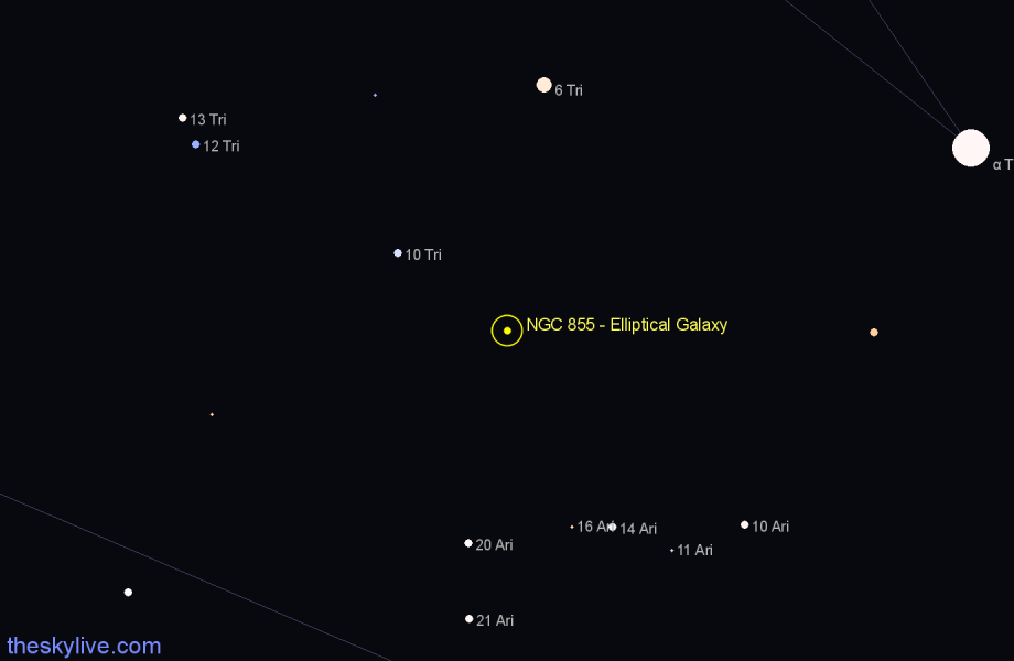 Finder chart NGC 855 - Elliptical Galaxy in Triangulum star