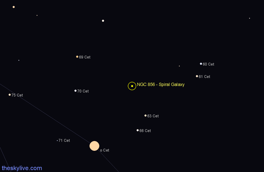 Finder chart NGC 856 - Spiral Galaxy in Cetus star