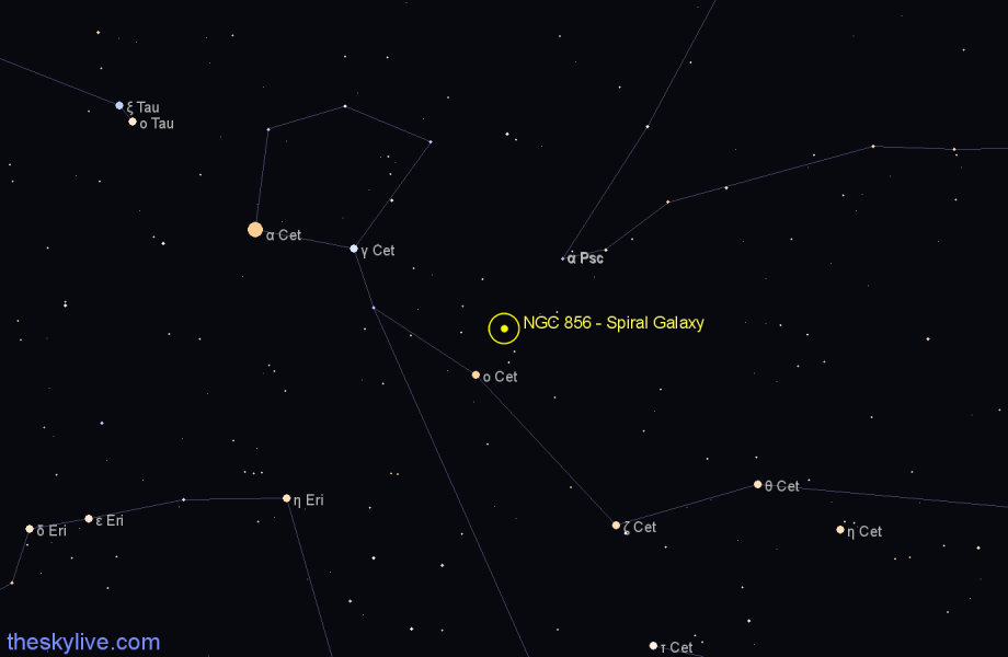 Finder chart NGC 856 - Spiral Galaxy in Cetus star