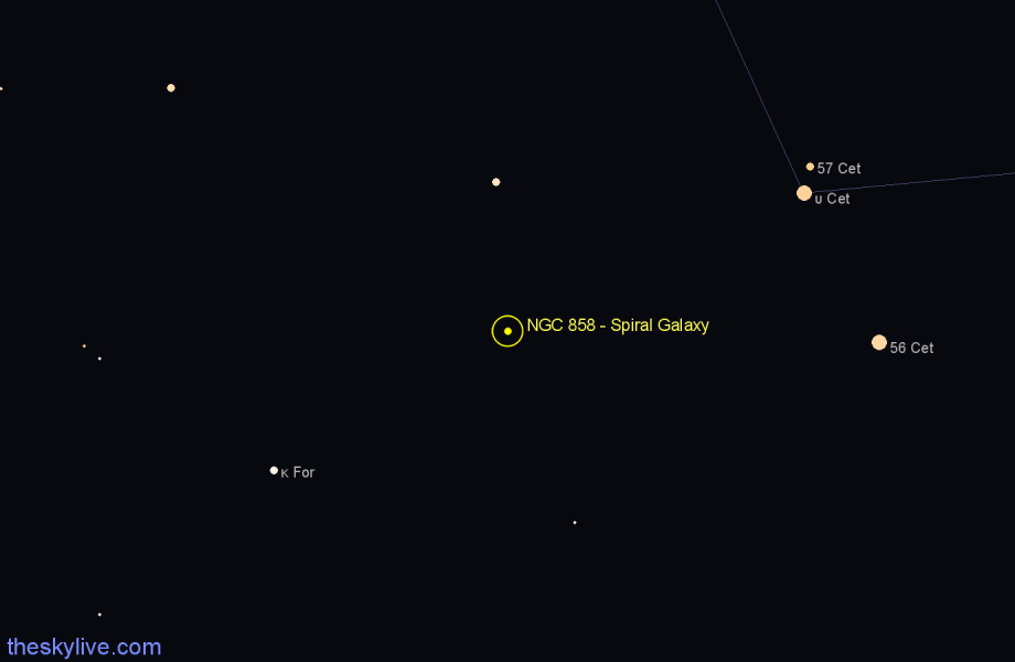 Finder chart NGC 858 - Spiral Galaxy in Cetus star