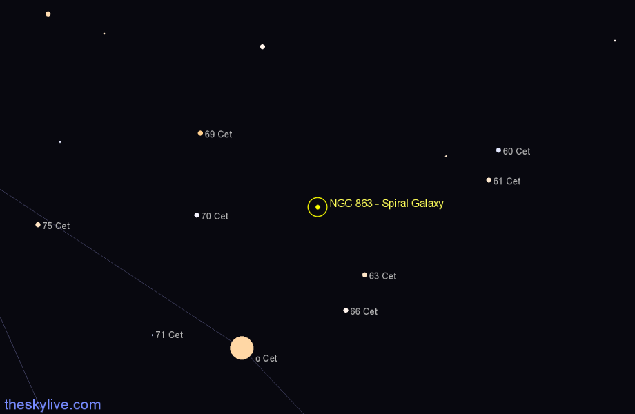 Finder chart NGC 863 - Spiral Galaxy in Cetus star
