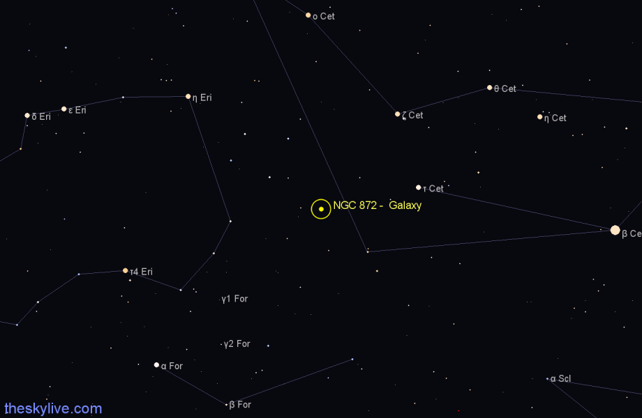 Finder chart NGC 872 - Galaxy in Cetus star