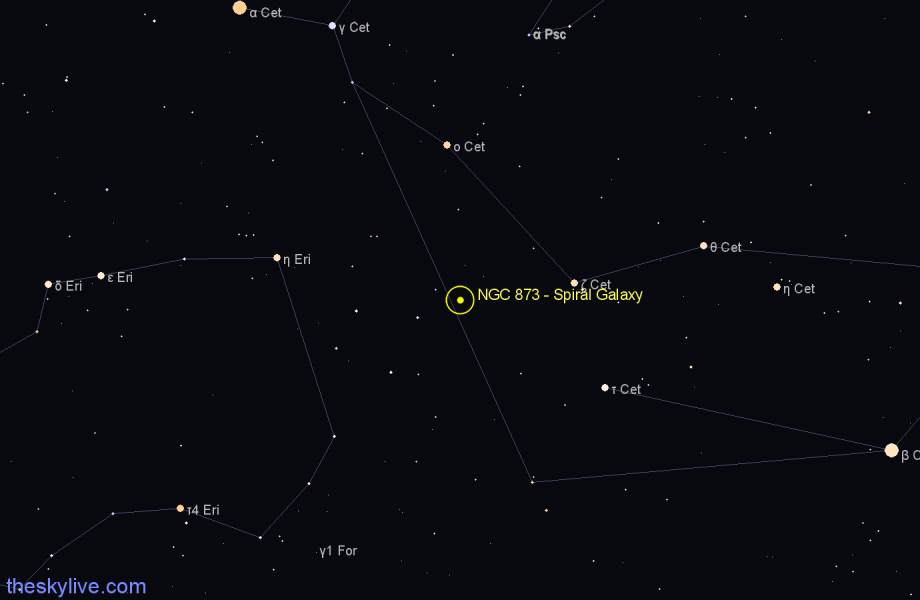 Finder chart NGC 873 - Spiral Galaxy in Cetus star