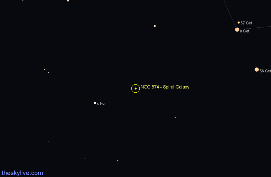 Finder chart NGC 874 - Spiral Galaxy in Cetus star