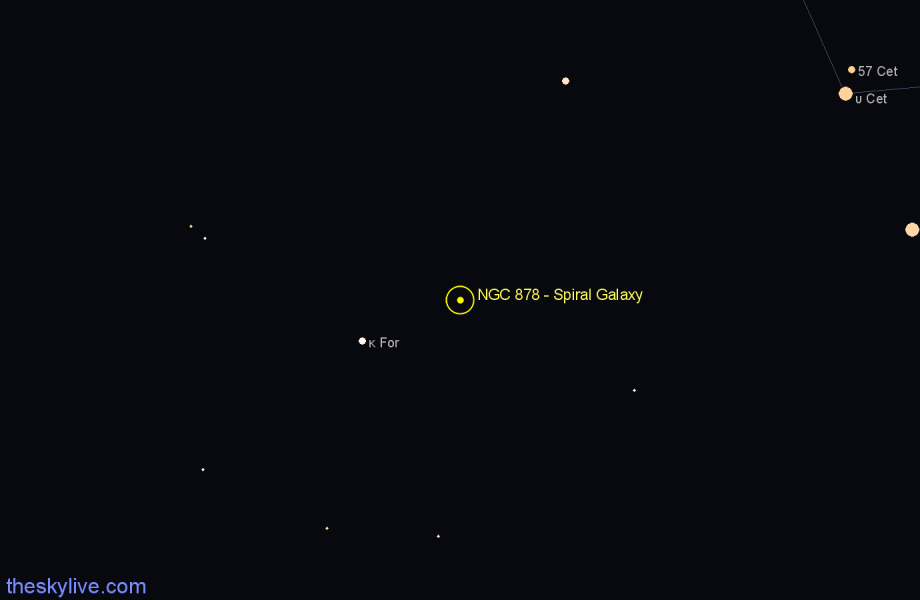 Finder chart NGC 878 - Spiral Galaxy in Cetus star