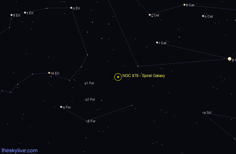 Finder chart NGC 878 - Spiral Galaxy in Cetus star