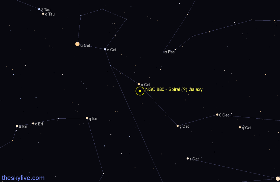 Finder chart NGC 880 - Spiral (?) Galaxy in Cetus star