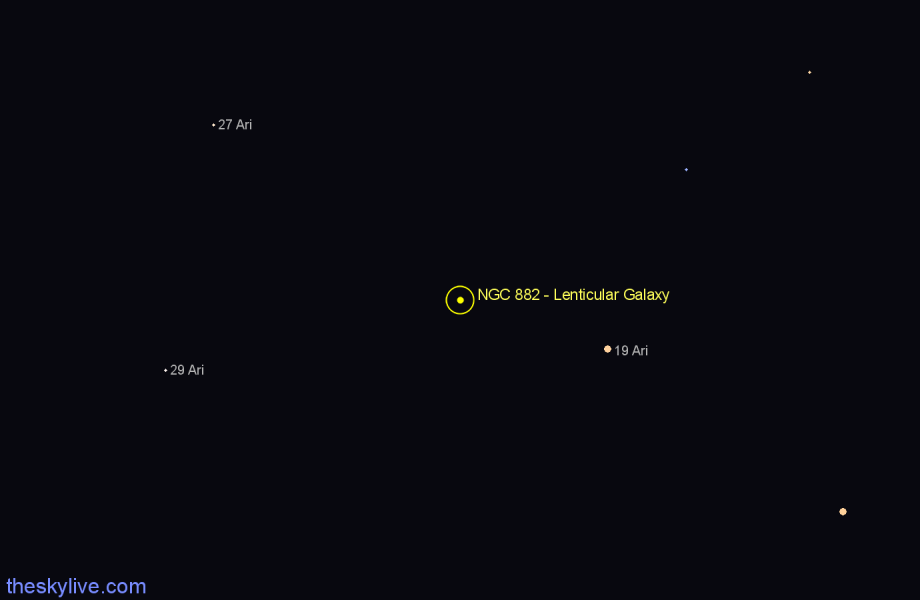 Finder chart NGC 882 - Lenticular Galaxy in Aries star