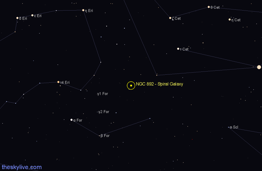 Finder chart NGC 892 - Spiral Galaxy in Cetus star