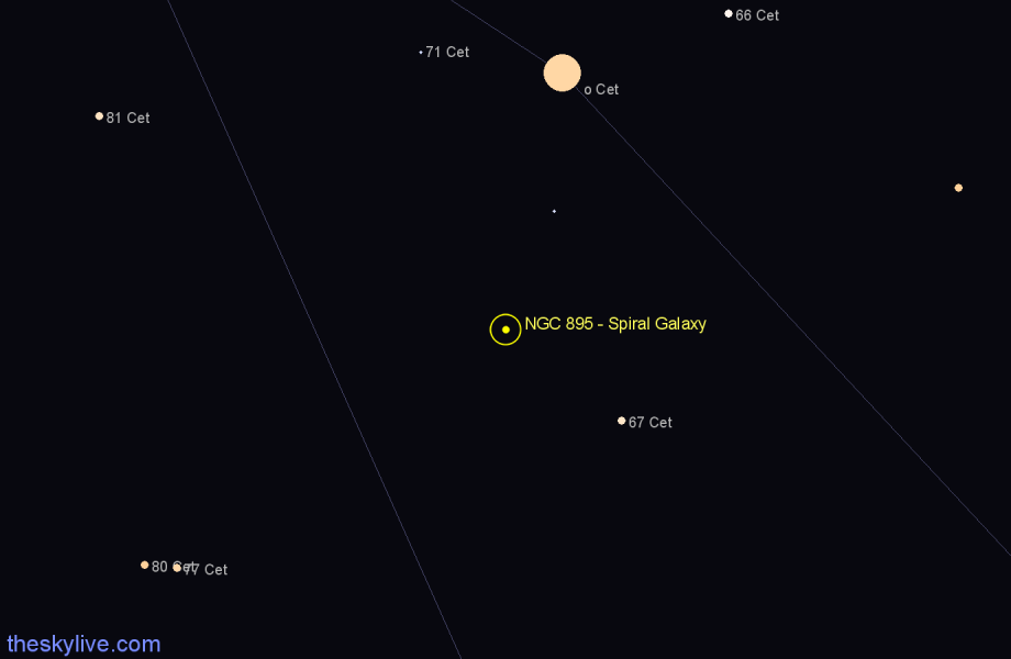 Finder chart NGC 895 - Spiral Galaxy in Cetus star